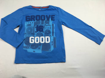 T-shirt m.l bleu Groove, légèrement bouloché