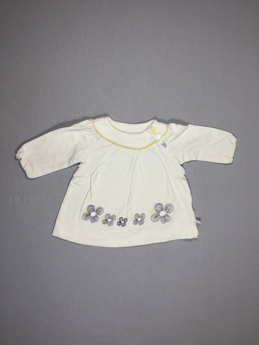 T-shirt m.l blanche - fleurs mauves brodées, moins cher chez Petit Kiwi