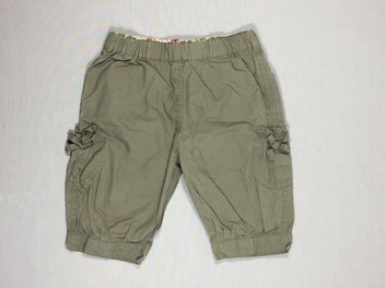 Pantalon en toile vert foncé taille élastique - poches appliquées avec noeuds