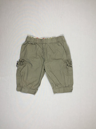 Pantalon en toile vert foncé taille élastique - poches appliquées avec noeuds, moins cher chez Petit Kiwi