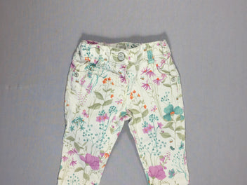 Pantalon denim beige - fleurs pastelles