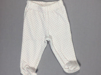 Pantalon (de pyjama) - velours lisse blanc points roses