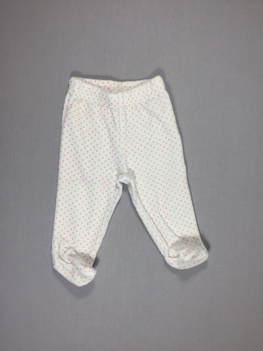 Pantalon (de pyjama) - velours lisse blanc points roses, moins cher chez Petit Kiwi