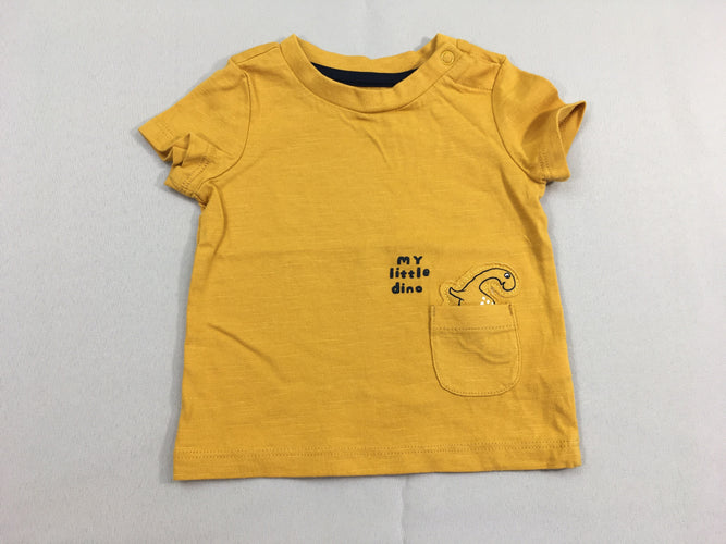T-shirt m.c moutarde flammé Dino poche, moins cher chez Petit Kiwi