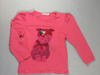 T-shirt m.l rose - chaton bonnet pompons