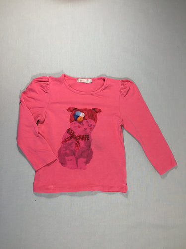 T-shirt m.l rose - chaton bonnet pompons, moins cher chez Petit Kiwi