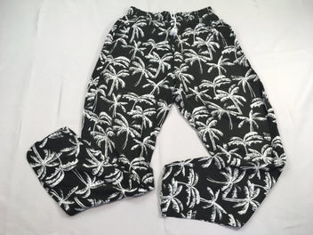 Pantalon léger noir/blanc palmiers