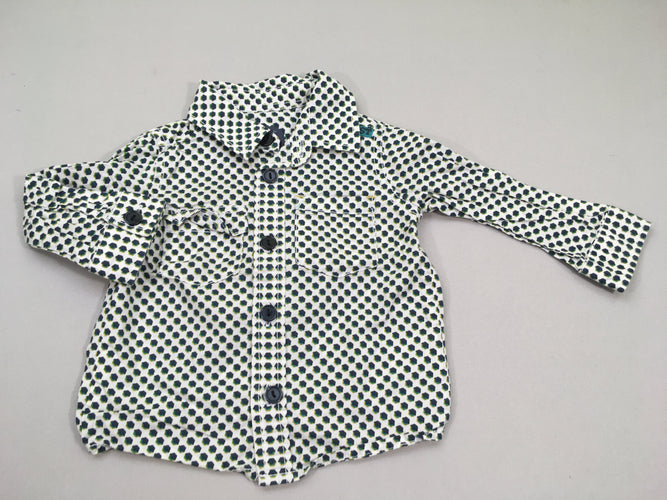Chemise m.l blanc pois bleu, moins cher chez Petit Kiwi