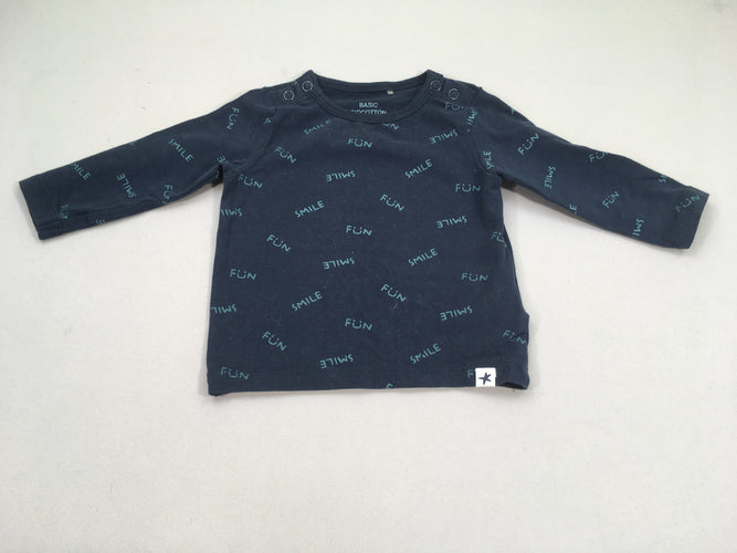 T-shirt m.l bleu foncé Smile, moins cher chez Petit Kiwi