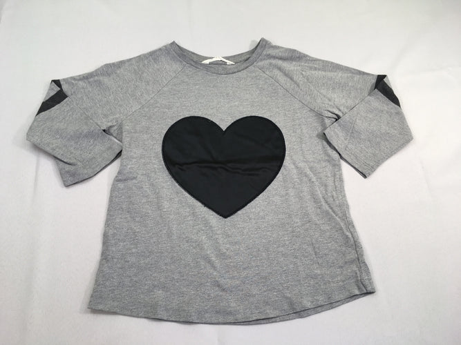 T-shirt m.l gris chiné coeur, moins cher chez Petit Kiwi
