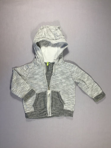 Gilet zippé à capuche flammé gris clair et gris foncé - zèbre dans le dos, moins cher chez Petit Kiwi