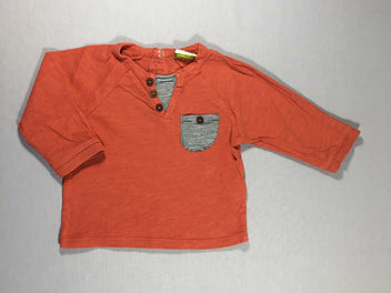 T-shirt m.l brun-orangé - poche lignée