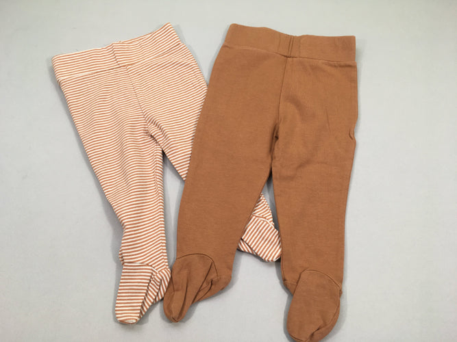 2 Pantalons à pieds brun rayé, moins cher chez Petit Kiwi