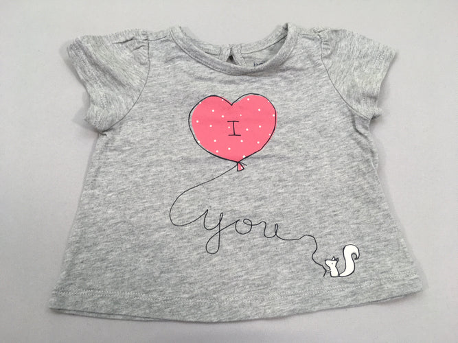 T-shirt m.c gris chiné coeur, moins cher chez Petit Kiwi