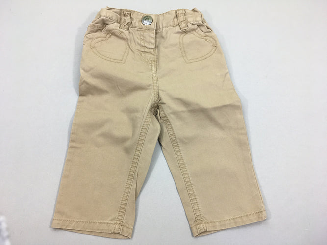 Pantalon chino beige coeurs, moins cher chez Petit Kiwi