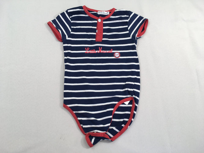 Body m.c bleu foncé rayé blanc Little marcel, moins cher chez Petit Kiwi