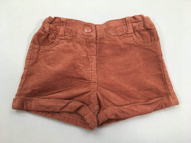 Short velours côtelé brun à revers, moins cher chez Petit Kiwi