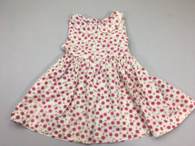 Robe s.m beige fleurs roses, moins cher chez Petit Kiwi