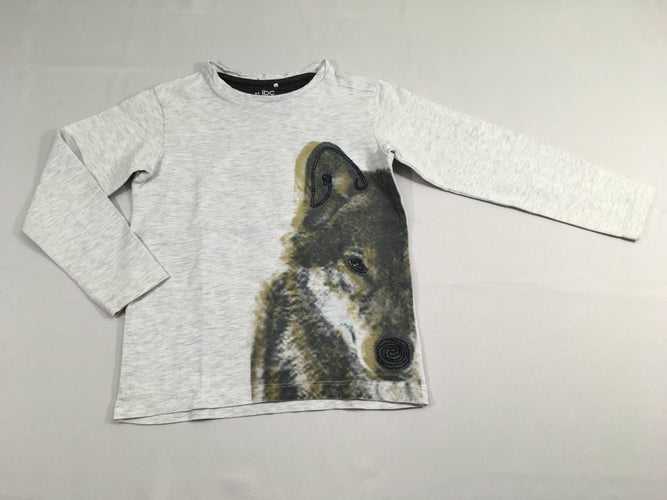 T-shirt m.l gris flammé loup, moins cher chez Petit Kiwi