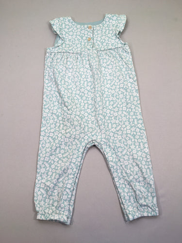 Combinaison jersey bleu fleurs blanche, moins cher chez Petit Kiwi