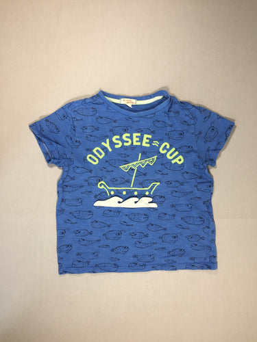 T-shirt m.c bleu "Odysée - cup" - vagues en relief, moins cher chez Petit Kiwi