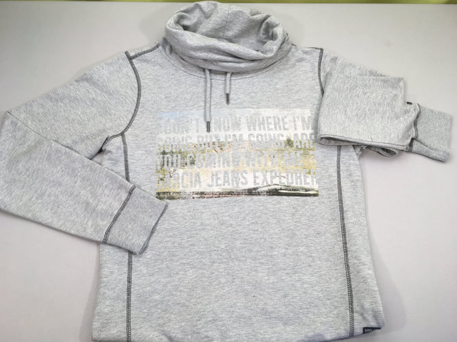 Sweat col gris chiné, moins cher chez Petit Kiwi