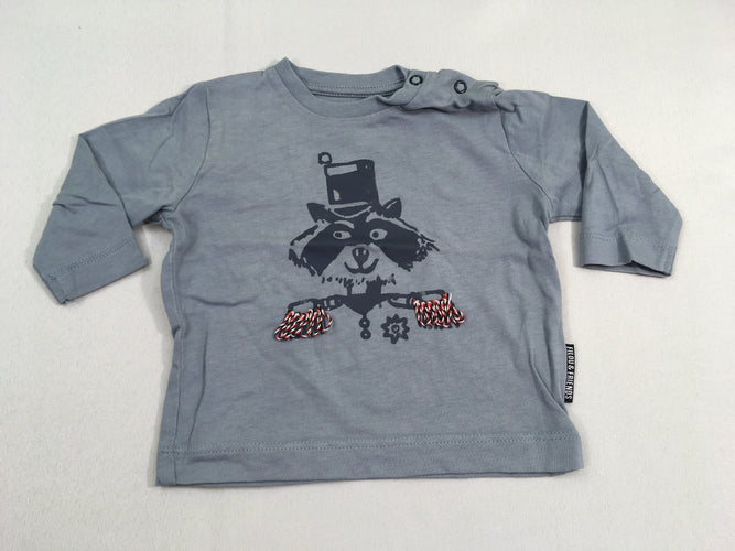 T-shirt m.l gris raton laveur chapeau, moins cher chez Petit Kiwi