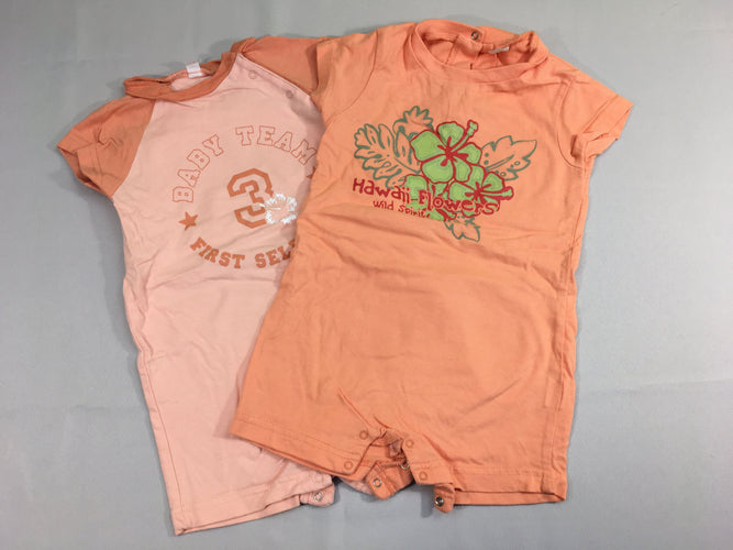Lot de 2 combishorts jersey orange Hawaii flower/baby team, moins cher chez Petit Kiwi