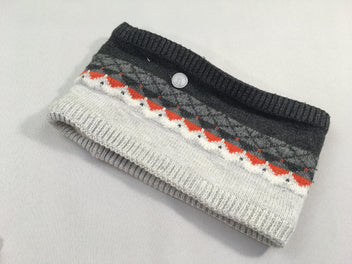 Snood gris doublé peluche motifs hiver