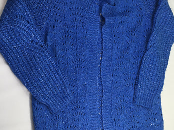 Long gilet bleu  en tricot