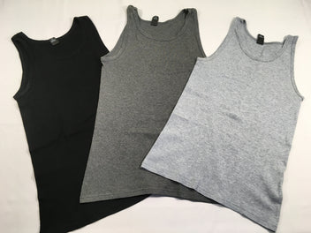 3 chemisettes s.m gris chiné/noir