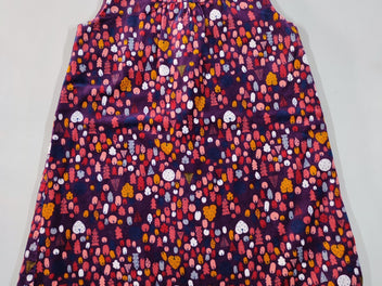 Robe s.m velours prune motifs multicolores doublée coton
