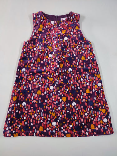 Robe s.m velours prune motifs multicolores doublée coton, moins cher chez Petit Kiwi