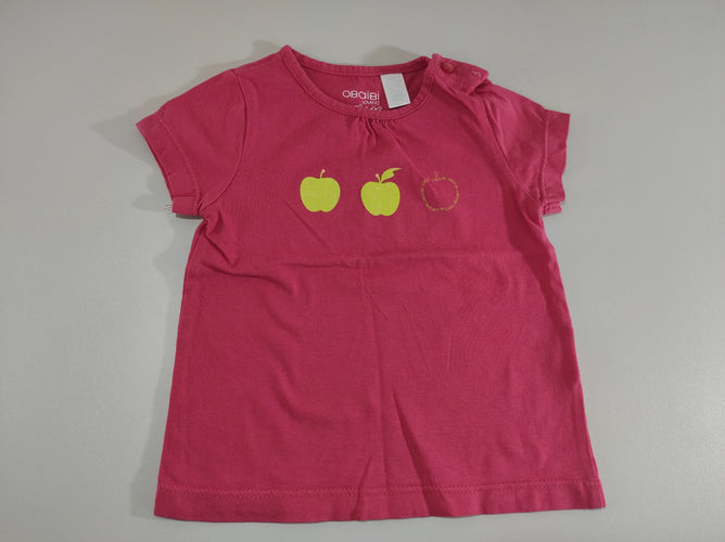 T-shirt m.c rose , pommes jaunes pailletées, moins cher chez Petit Kiwi