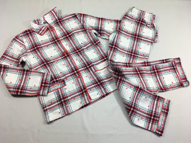 Pyjama 2pc flanelle blanc carreaux rouge étoiles, moins cher chez Petit Kiwi