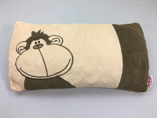 Coussin rectangulaire beige-brun Singe, moins cher chez Petit Kiwi