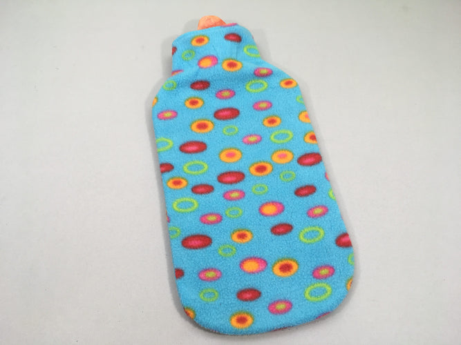 Grande bouillotte caoutchouc + Housse de prote.ction bleue ronds couleurs, moins cher chez Petit Kiwi