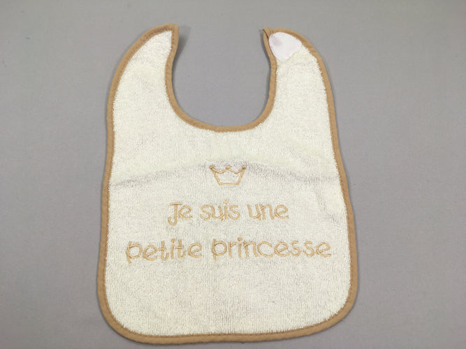 Bavoir blanc cassé Je suis une petite princesse, moins cher chez Petit Kiwi