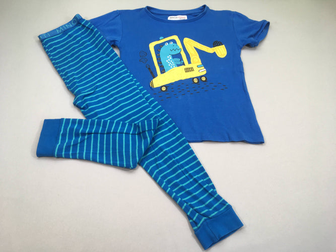 Pyjama 2pcs jersey bleu Dino Pelleteuse, moins cher chez Petit Kiwi