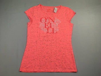 T-shirt m.c rose néon flammé fleurs, légèrement bouloché