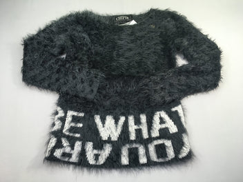Pull duveteux gris foncé, S