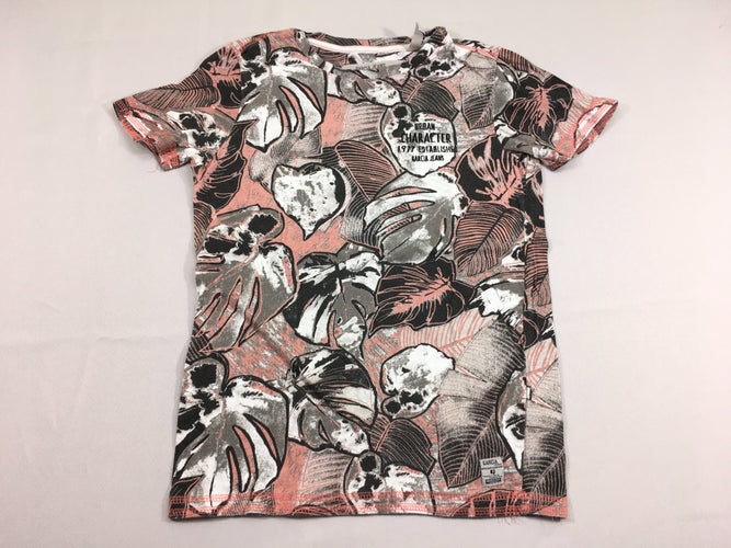 T-shirt m.c feuilles rose/blanc/noir, moins cher chez Petit Kiwi