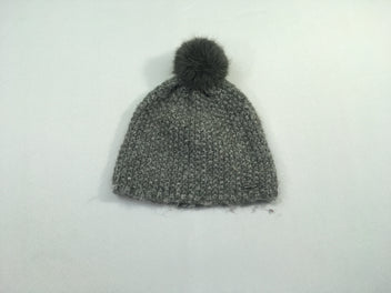 Bonnet gris pompom, 55cm