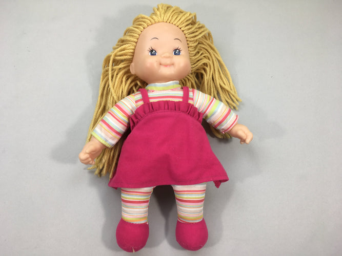 Poupée souple blonde cheveux en laine robe, moins cher chez Petit Kiwi