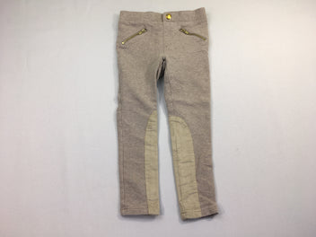 Pantalon d'équitation beige/brun zip