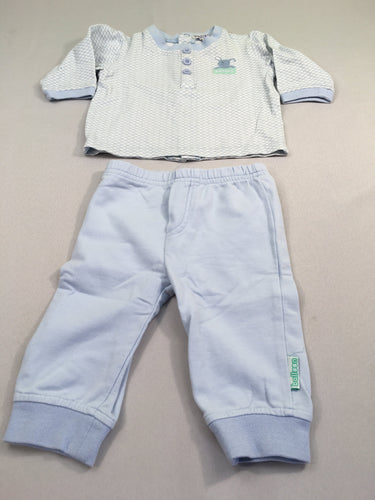 Pyjama 2pcs jersey bleu/blanc lapin, moins cher chez Petit Kiwi