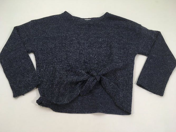 Pull court bleu foncé chiné noeud sur le devant, moins cher chez Petit Kiwi