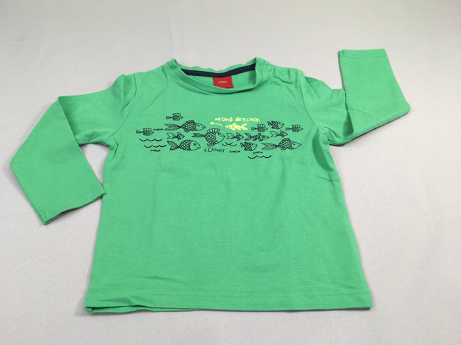T-shirt m.l vert poissons, moins cher chez Petit Kiwi