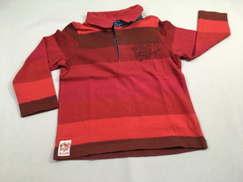 Polo m.l jersey rouge rayé grizzly