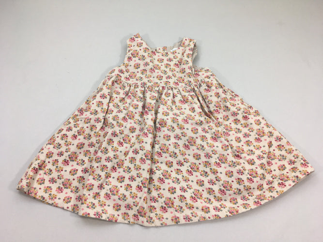 Robe s.m velours côtelé beige fleurs, moins cher chez Petit Kiwi